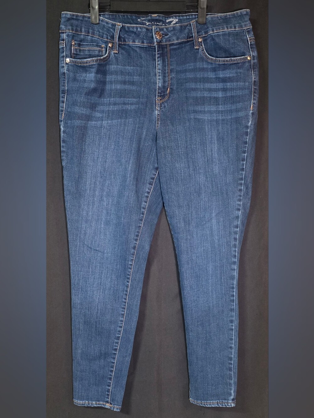 Seven7 Medium Dark Wash Luxe Stretch High Rise Skinny Jeans